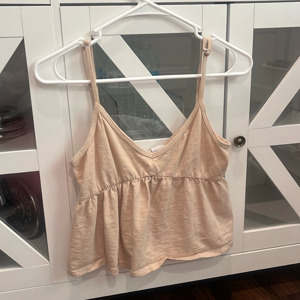 Tan RSQ peplum tank top cropped size Small